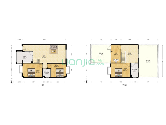 金博林居A区 4室1厅2卫 144平方