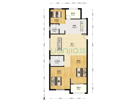 文澜苑(邮电北路) 3室1厅2卫 129平方