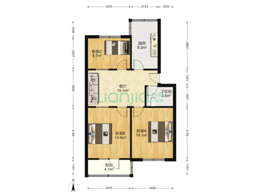 计生委家属院 3室1厅1卫 80平方