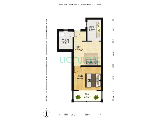 红明二村 1室1厅1卫 40平方