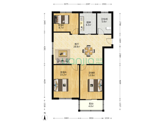 环城西路（越城区） 3室1厅1卫 99平方