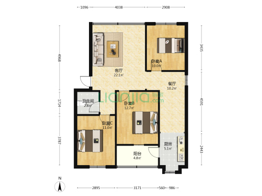 信州区福星小区 3室2厅1卫 89平方