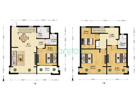 新建中心 4室1厅2卫 143平方