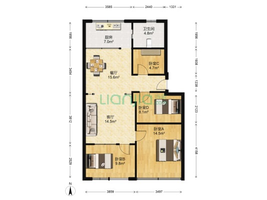 后二房路133弄 4室2厅1卫 93平方