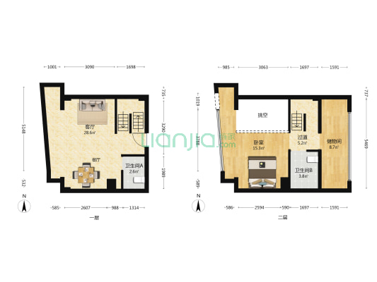 九里仓九山树 1室1厅2卫 43平方