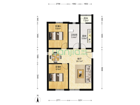 清源佳园 2室1厅1卫 79平方