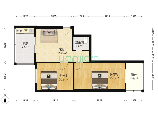 滨西工业园住宅小区 2室1厅1卫 65平方