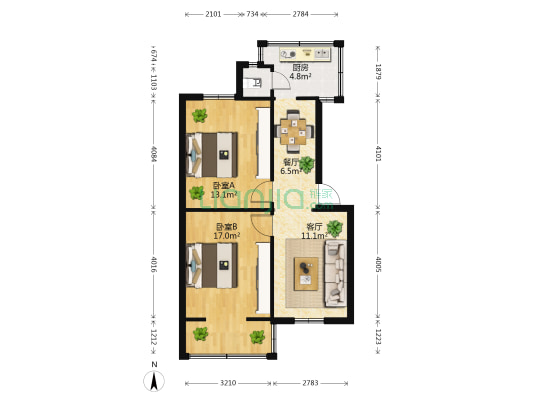 虹山南路12号 2室2厅1卫 52平方