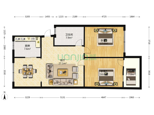 化建小区 2室2厅1卫 103平方