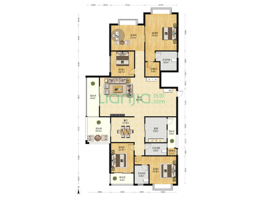 春华园 5室2厅3卫 241平方