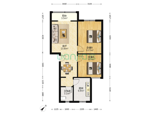 小蜀都苑 2室1厅1卫 75平方
