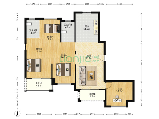 外滩君悦 4室1厅2卫 143平方