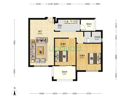 吉祥佳苑 2室1厅1卫 101平方