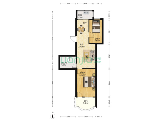 恒盛楼 2室1厅1卫 61平方