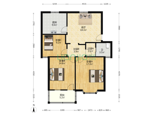 府东新村 3室1厅1卫 98平方