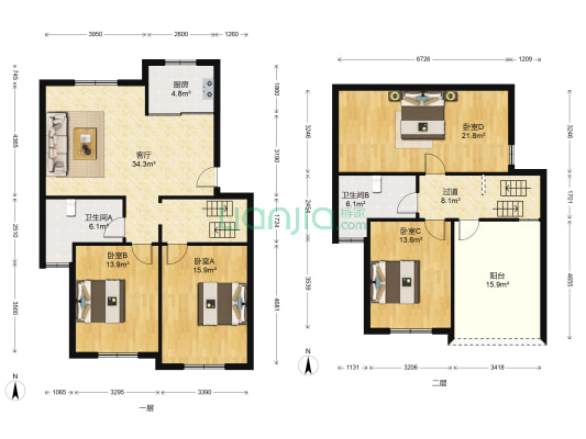 锦山花园 4室1厅2卫 145平方
