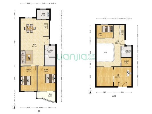 中天公寓 4室1厅2卫 106平方