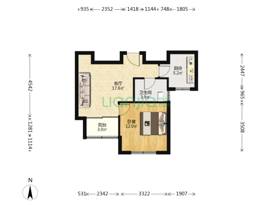 创新佳苑 1室1厅1卫 57平方