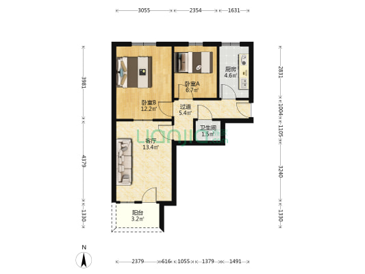 市工商局家属院 2室1厅1卫 57平方