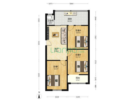 青羊宫 3室1厅1卫 78平方