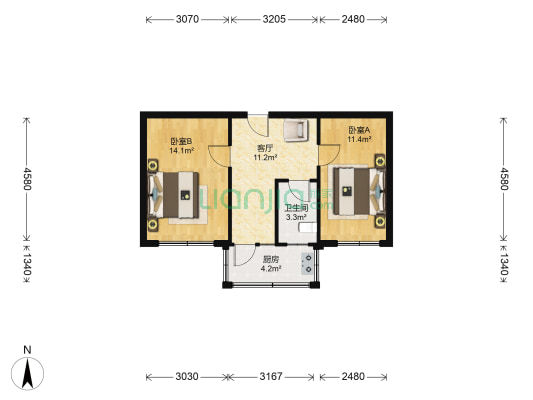 工商银行小区 2室1厅1卫 52平方