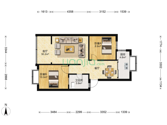 新迎小区九组团 2室1厅1卫 58平方