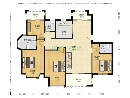 美临香逸花园 4室1厅3卫 141平方