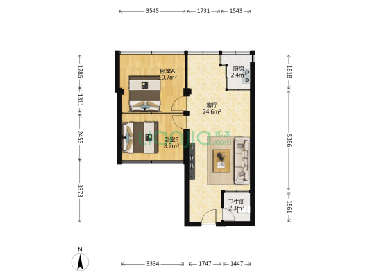 万佳公寓 2室1厅1卫 37平方