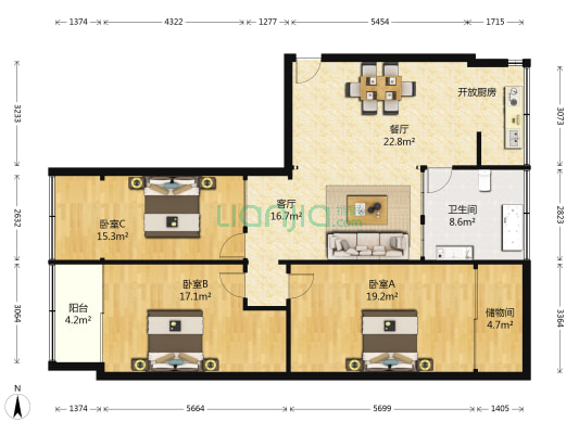 兰州磨具厂家属楼 3室2厅1卫 147平方