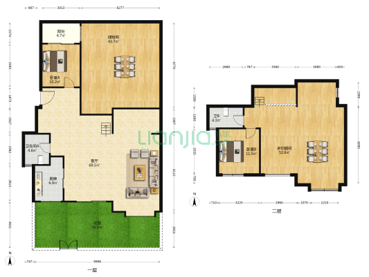 龙湖双珑原著6号地 3室1厅2卫 156平方