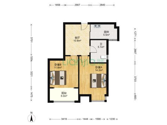 姚桥新苑 2室1厅1卫 79平方