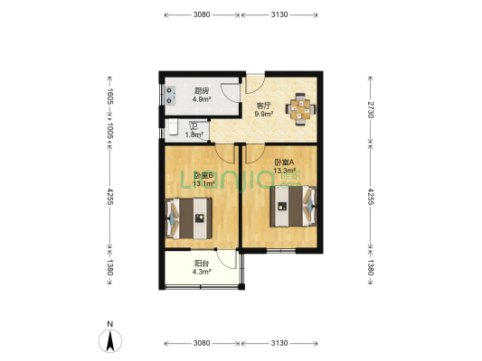 光华东街16号小区 2室1厅1卫 61平方