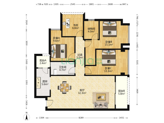 恒泰悦府 4室1厅1卫 124平方