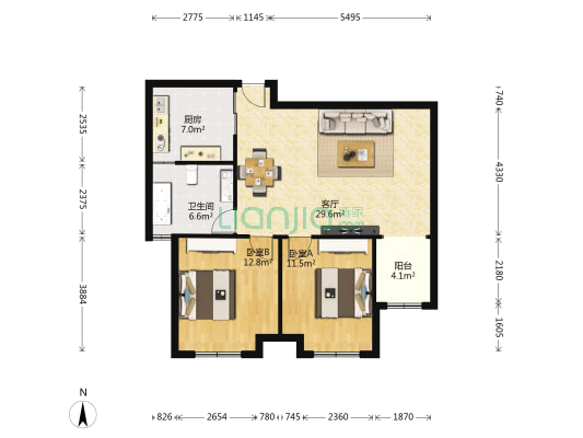 和源馨苑 2室1厅1卫 95平方