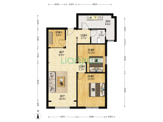 依水金河湾 3室2厅1卫 99平方