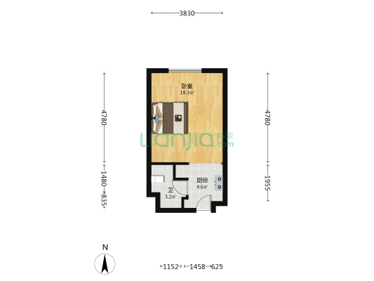 融创裕华壹号公寓 1室0厅1卫 43平方