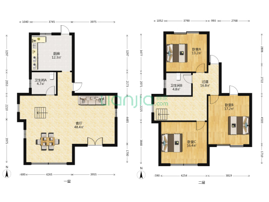 沁园小区 3室1厅2卫 198平方