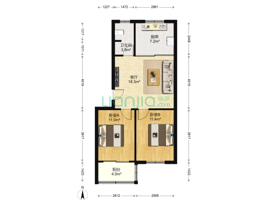 阳光馨园 2室1厅1卫 59平方