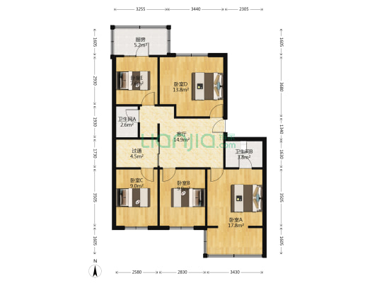王府花园 5室1厅2卫 110平方
