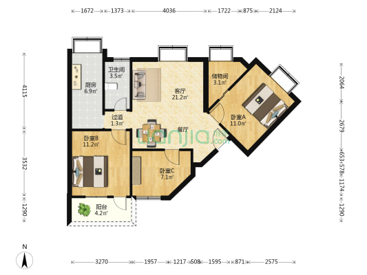 屿后里小区二区 3室1厅1卫 89平方