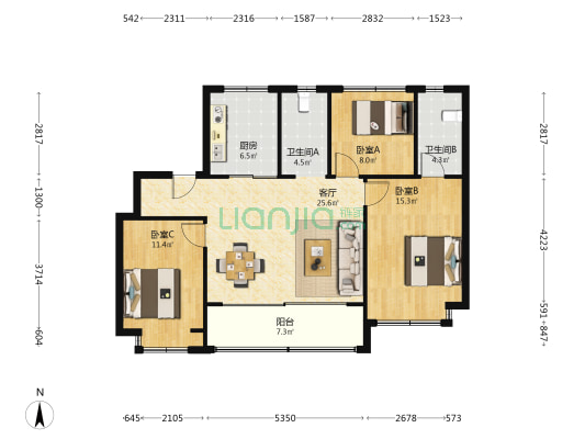 碧桂园星澜雅苑 3室1厅2卫 105平方