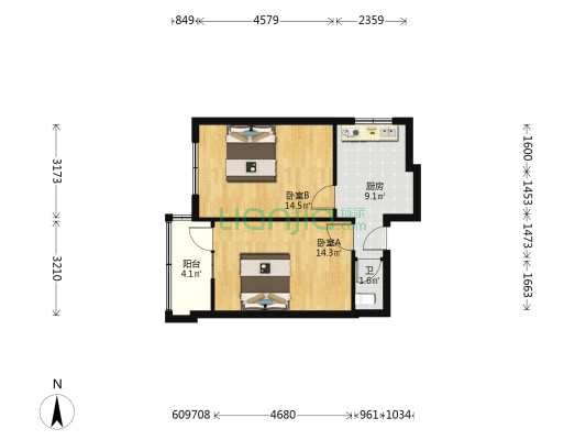 松柏路 2室0厅1卫 55平方