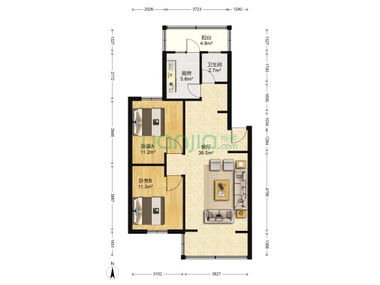 锦花苑(青羊) 2室1厅1卫 89平方