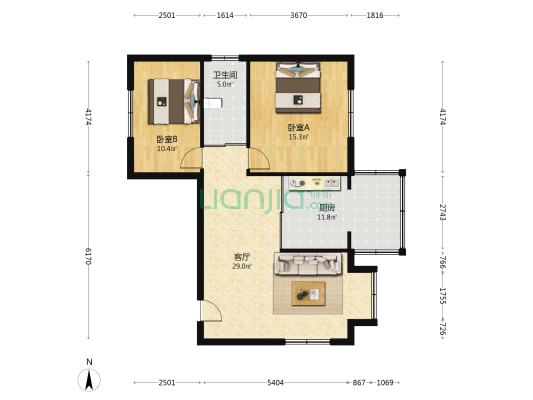 净月花园小区 2室1厅1卫 94平方
