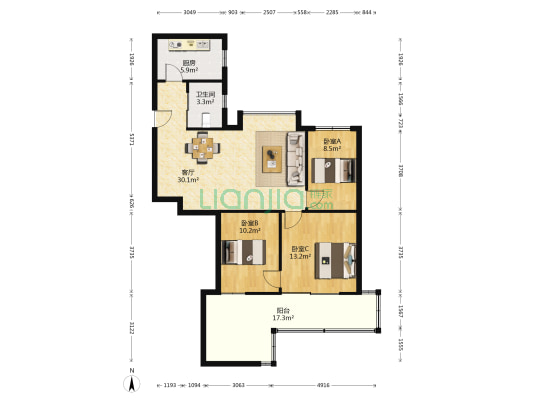 省财政厅宿舍 3室1厅1卫 92平方