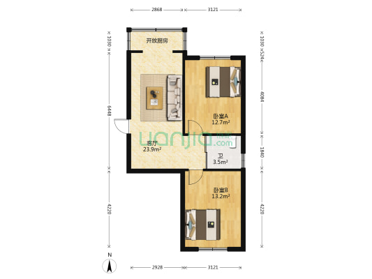慧莲花园 2室1厅1卫 68平方