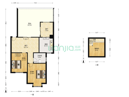 世纪苑二期 2室2厅1卫 73平方