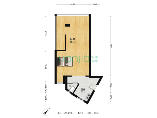 丽雅居 1室0厅1卫 45平方