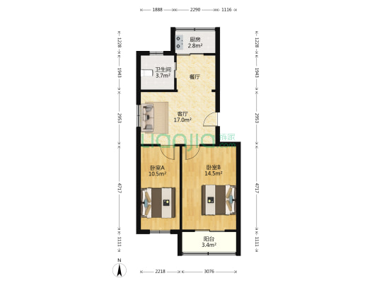 花山湾四区 2室1厅1卫 63平方