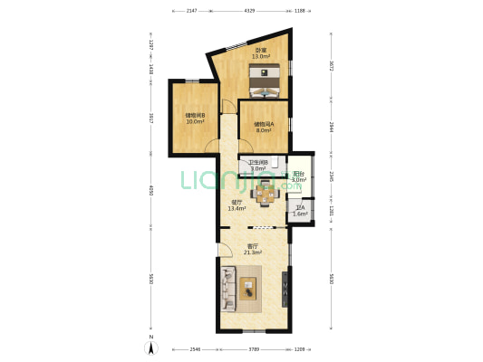 禺山大道 1室2厅2卫 92平方